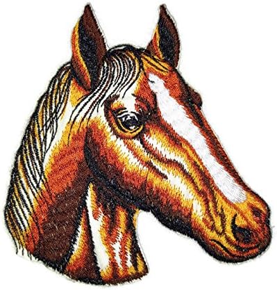 פנים סוס מותאמות אישית וייחודיות [פנים סוס] ברזל רקום על תיקון/תפירה [4 x4.5] תוצרת ארהב]